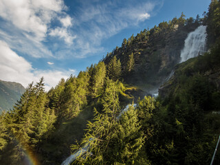 Climbing on the Stuibenfall via ferrata