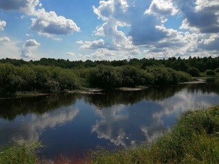 reflection of clouds in the lake