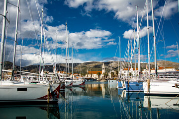 Resting yachts stays in the Trogir's harbor. © Ирина Мокрушина