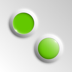 web round button with patch of reflected light for website or app. Isolated bell button sign with border, reflection and shadow on background. button