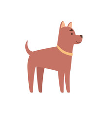 Vector illustration of a terrier in profile. Flat style, cartoon character, isolated. Funny.brown dog in a collar.