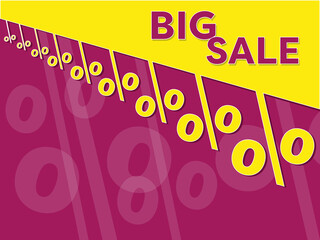 Yellow percent purple background with big sale.  Banner with percentage for big sales or promotion.