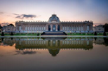 Sunset over the majestic Royal Museum for Central Africa in Tervuren, Belgium.
