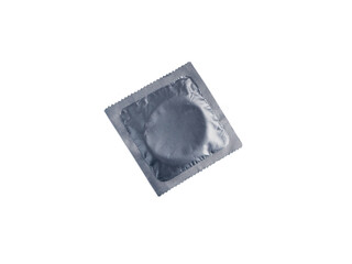 pattern for health protection from HIV, sexually transmitted diseases and unwanted pregnancy. Top view. Pattern made from silver condoms on color background. Safe sex concept. panorama