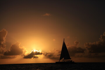 sailboat at sunset