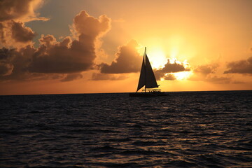 sailboat at sunset