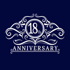18 years Anniversary logo, luxurious 18th Anniversary design celebration.