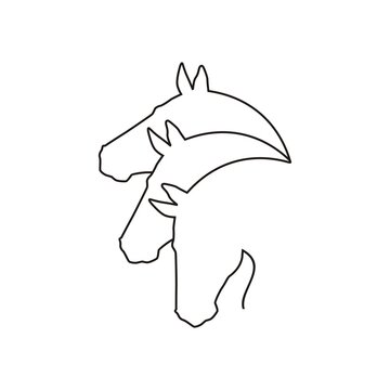 Thin line horse head silhouette