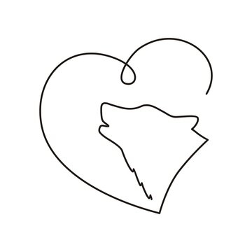 recommend clip art: Wolf head silhouette and heart