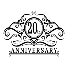 20 years Anniversary logo, luxurious 20th Anniversary design celebration.