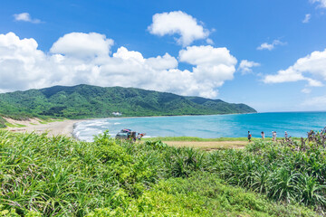 Fototapeta na wymiar Beautiful coastal scenery at the southernmost tip of Taiwan, Pingtung Town, Taiwan
