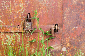 rusty old metal barn door