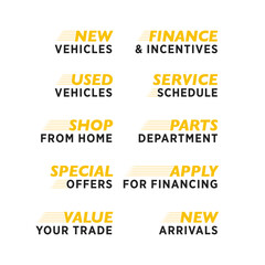 Car Dealership, Automobile Dealership For Sale Sign, Service Sign Set Vector Illustration Background