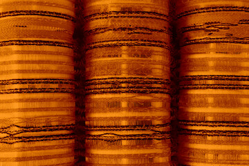 Orange hair curlers close-up. Curl tool