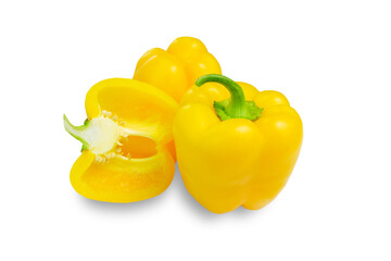 Sweet peppers, on a white background. Yellow Bell Pepper Isolate