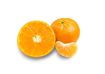 Mandarin isolate, orange citrus on white background