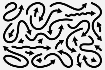 Set of thick arrows of different shapes