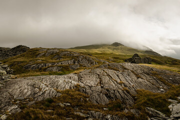 Fototapeta na wymiar Clouds over Snowdonia mountains 
