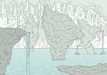 Design of lake in cavern illustration