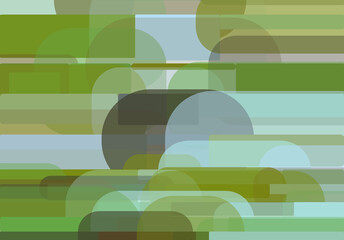 Artistic modern geometric shapes background with shades of green