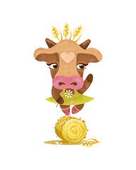 Cute cartoon bull. Symbol of 2021 on the Chinese calendar.