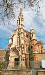 Fototapeta na wymiar BARCELONA, SPAIN - MARCH 3, 2020: The neogothic chruch Iglesia y convento de las Salesas.
