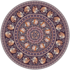 Vector ornament vintage ethnic round illustration