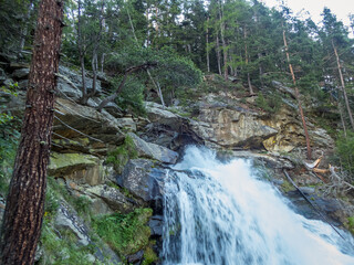 Climbing on the Stuibenfall via ferrata