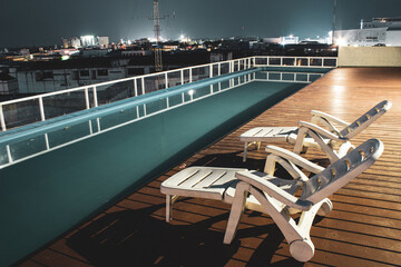 Pool at night.  Great relaxing design.  Travel and relaxation.