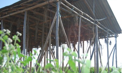 house with wooden beams to dry tobacco