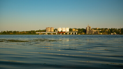 View of city Mykolaiv, bridge across the river Southern Bug 