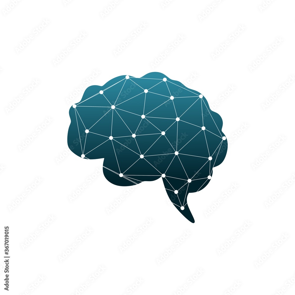 Aufkleber modern brain link connected point logo vector. digital human brain, particles plexus structure, abst