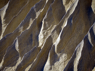 Abandoned Quarry Of Rummu, Estonia. Scenic View Of Land. Mountain of white sand and stones. Panoramic View. The erosion of limestone quarry. Sandy hill. Beautiful Texture of surface. Earth, explore. 