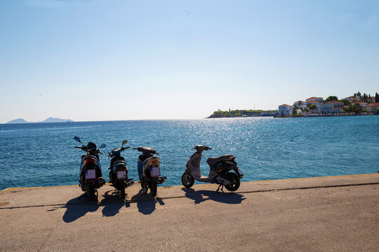 Popular transport on island Spetses (ecological)  - mopeds