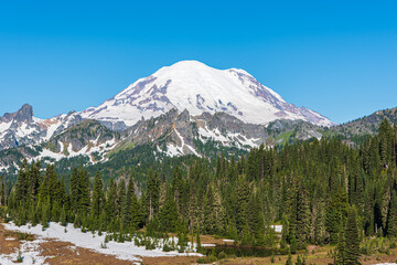 Mount Rainier East Face Close-up  in July