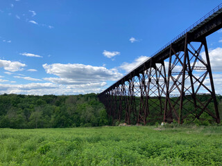 Fototapeta na wymiar Moodna Viaduct; iron railroad trestle, Schunemunk Mountain in Cornwall, New York