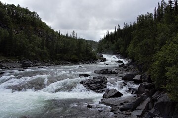 waterfall in the mountains