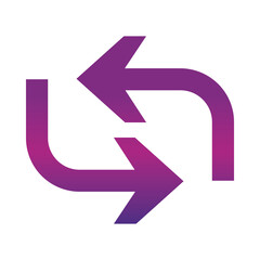 arrow direction related icon, arrows point two sides gradient style