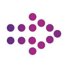 dotted arrow pointing right side gradient style icon