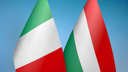 Obraz premium Italy and Hungary two flags