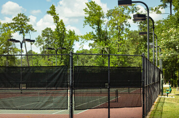 tennis courts at public park in Conroe, TX.