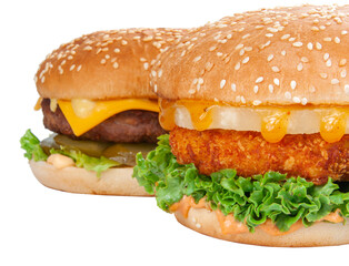 Tasty american grill burger isolated on the white