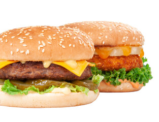 Tasty american grill burger isolated on the white