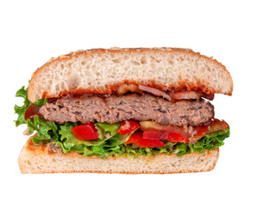 Tasty american grill burger isolated on the white