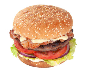 Tasty american grill burger isolated on the white