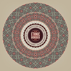 Vector ornamental vintage ethnic round frame