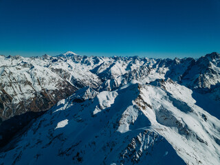 Fototapeta premium Mountain landscape of Caucasian mountains, Dombay, Russia