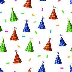 birthday hats and confetti's pattern vector