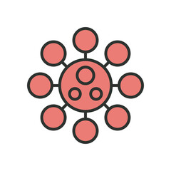 covid19 virus particle line and fill style