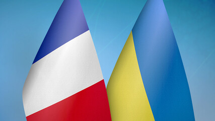 France and Ukraine two flags